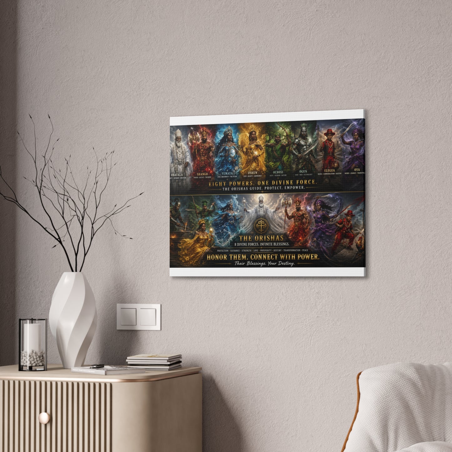 The Orishas Canvas Print — “Eight Powers, One Divine Force”' Stretched Wall Art Yoruba Sabor"