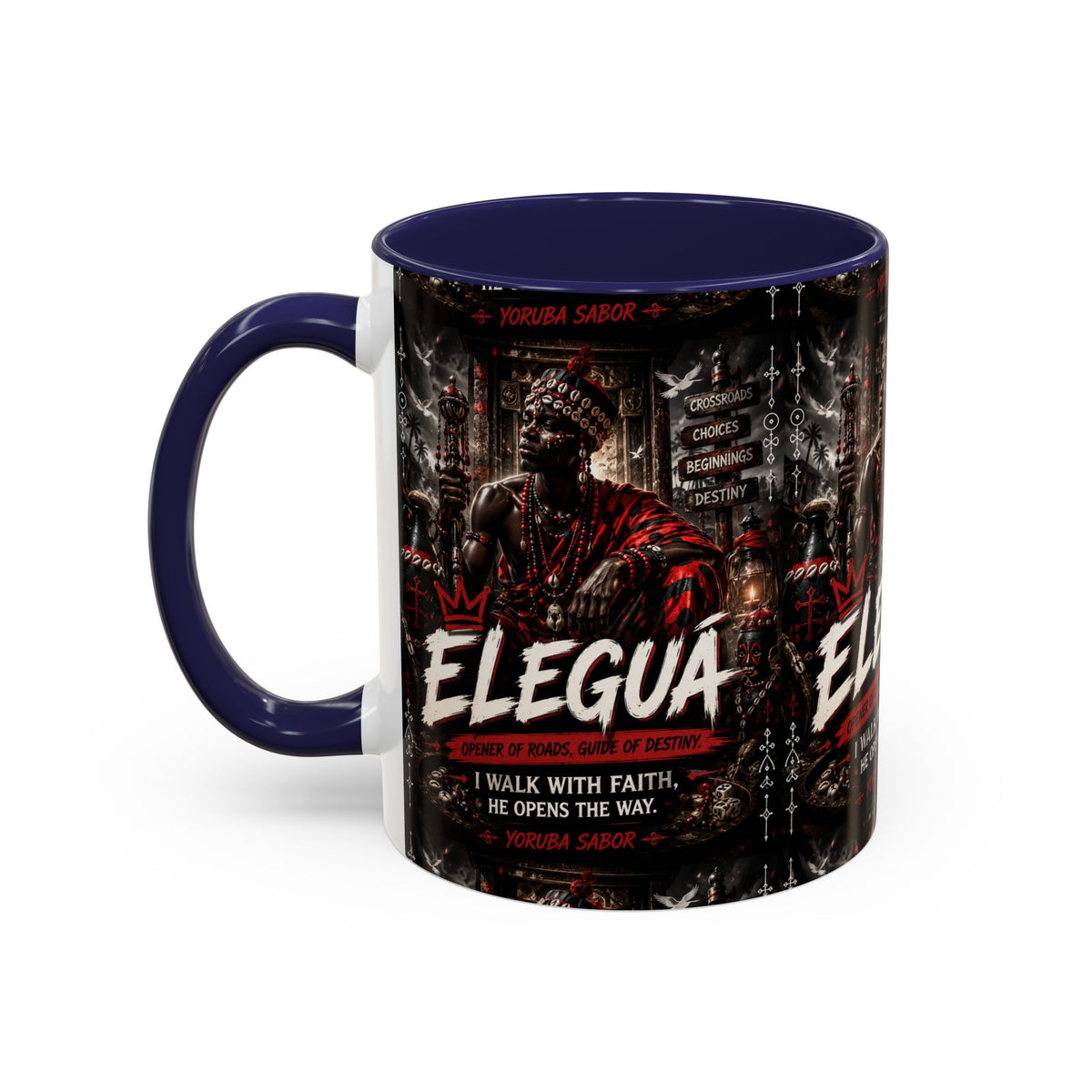 Eleguá Ceramic Coffee Mug – Yoruba Orisha Guardian & Crossroads Design (11/15oz)