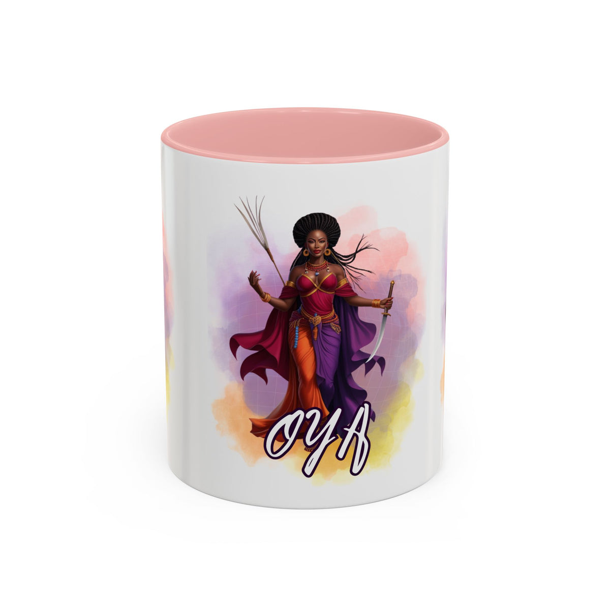 OYA Accent Coffee Mug with Color Handle | Yoruba-sabor LLC