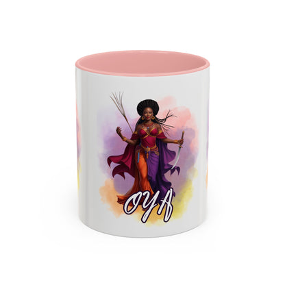 OYA Accent Coffee Mug with Color Handle | Yoruba-sabor LLC