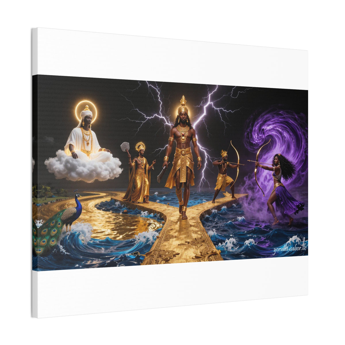 Yoruba Sabor Stretched Canvas Wall Art, 0.75" – Cultural Home Decor & African-Inspired Artwork
