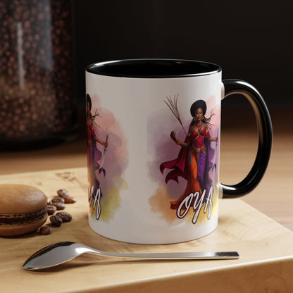 OYA Accent Coffee Mug with Color Handle | Yoruba-sabor LLC