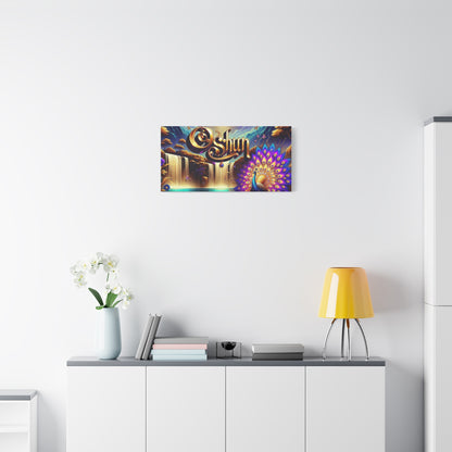 Oshun-Inspired Matte Canvas Wall Art - Vibrant Peacock and Waterfall Decor