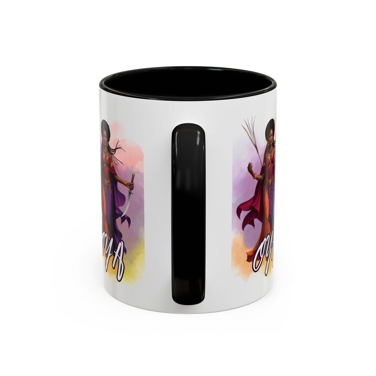 OYA Accent Coffee Mug with Color Handle | Yoruba-sabor LLC
