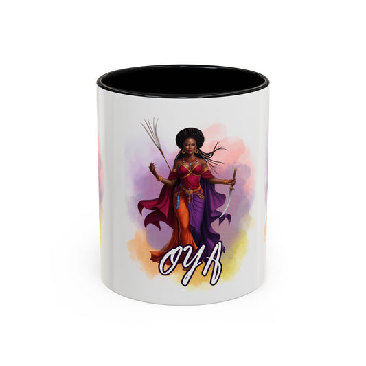 OYA Accent Coffee Mug with Color Handle | Yoruba-sabor LLC