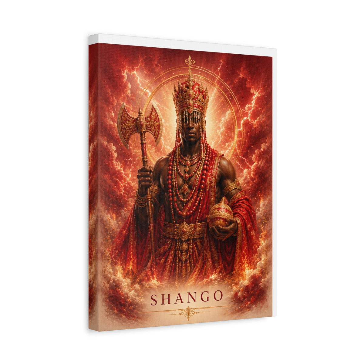 Warrior King Canvas Print – African Deity Yoruba Art Wall Decor | African-Inspired Cultural Gift