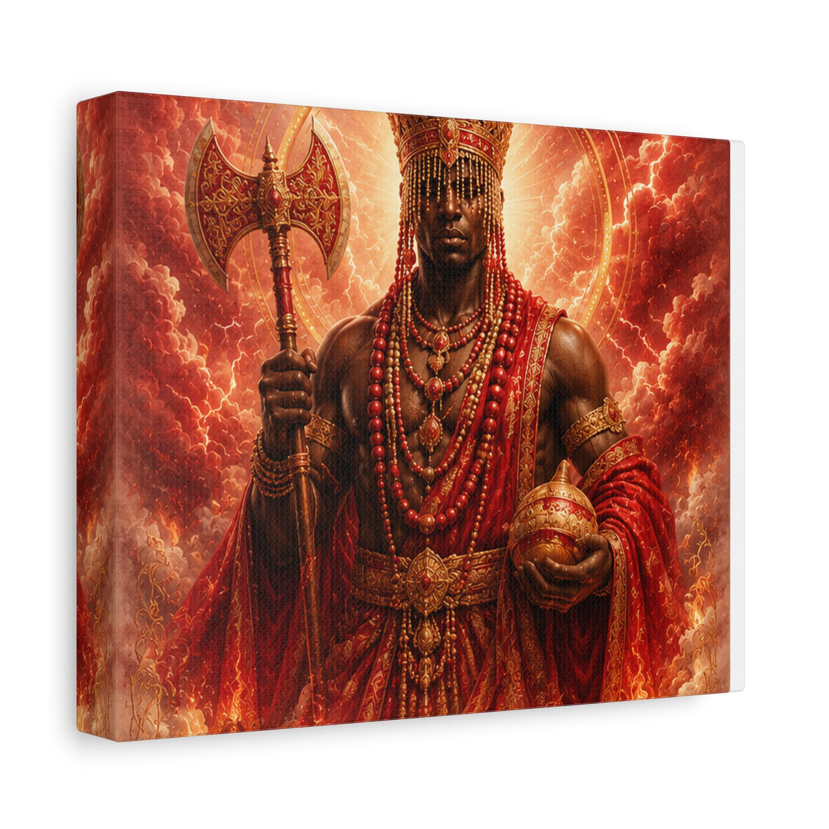 Warrior King Canvas Print – African Deity Yoruba Art Wall Decor | African-Inspired Cultural Gift