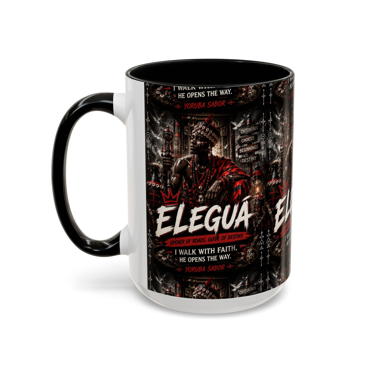 Eleguá Ceramic Coffee Mug – Yoruba Orisha Guardian & Crossroads Design (11/15oz)