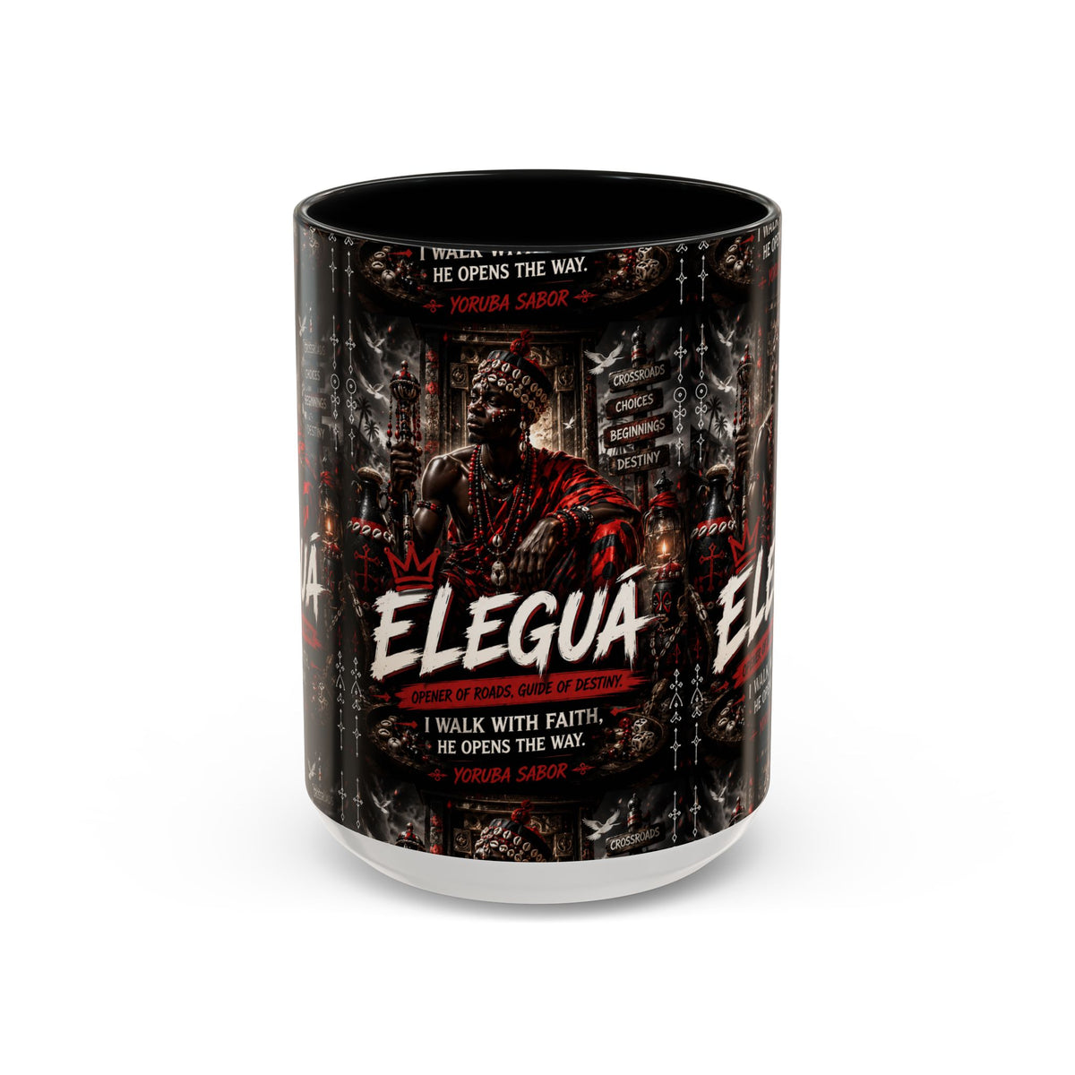 Eleguá Ceramic Coffee Mug – Yoruba Orisha Guardian & Crossroads Design (11/15oz)