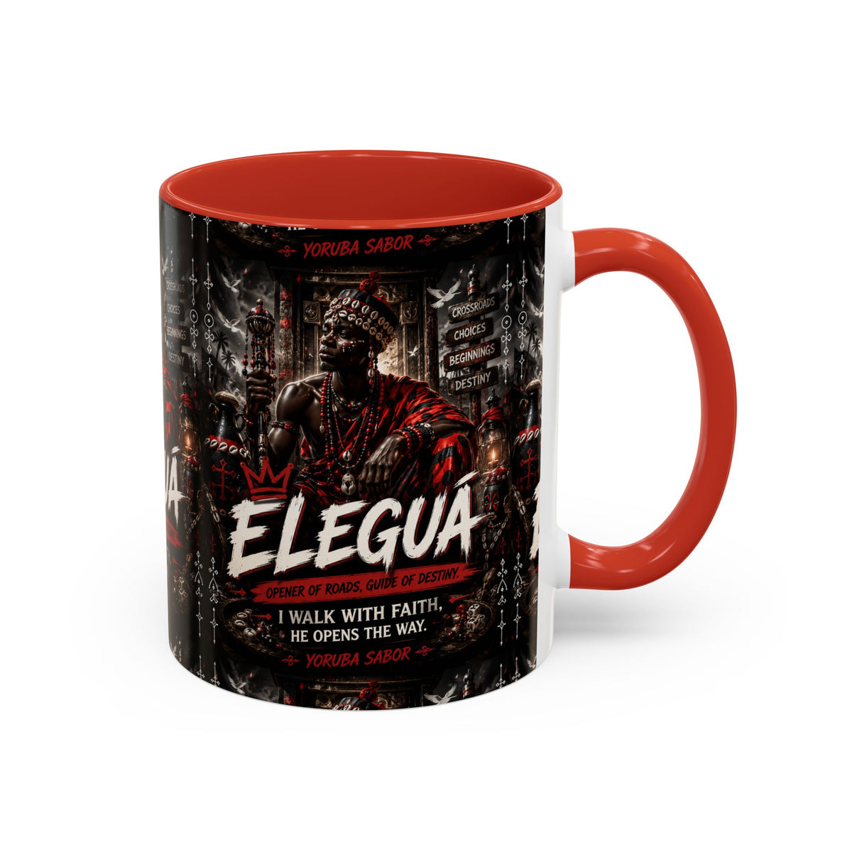 Eleguá Ceramic Coffee Mug – Yoruba Orisha Guardian & Crossroads Design (11/15oz)