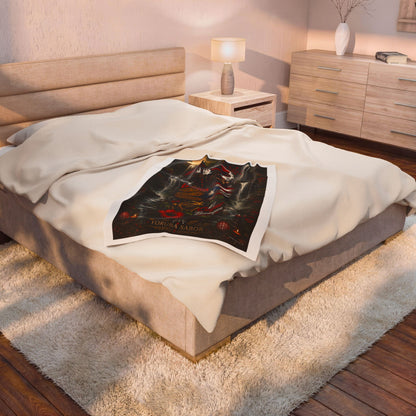 Elegua Puerto Rican Velveteen Plush Blanket — 'El Coquí Borinquen' Spiritual Shrine Design