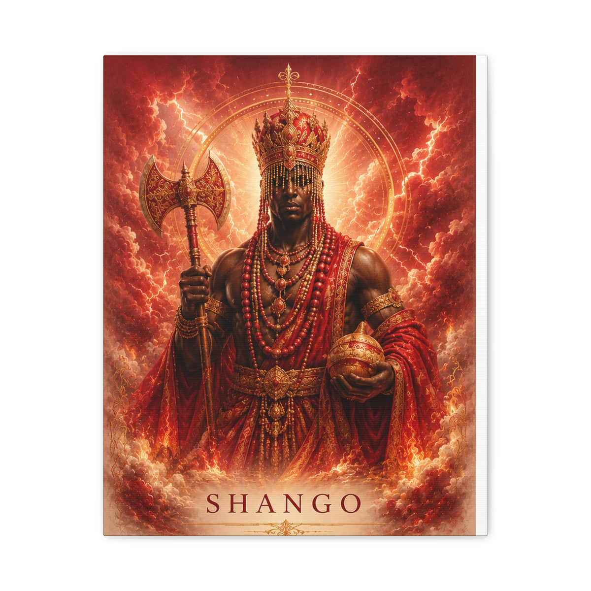 Warrior King Canvas Print – African Deity Yoruba Art Wall Decor | African-Inspired Cultural Gift