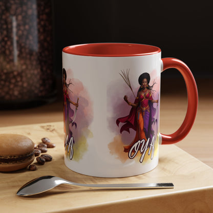 OYA Accent Coffee Mug with Color Handle | Yoruba-sabor LLC