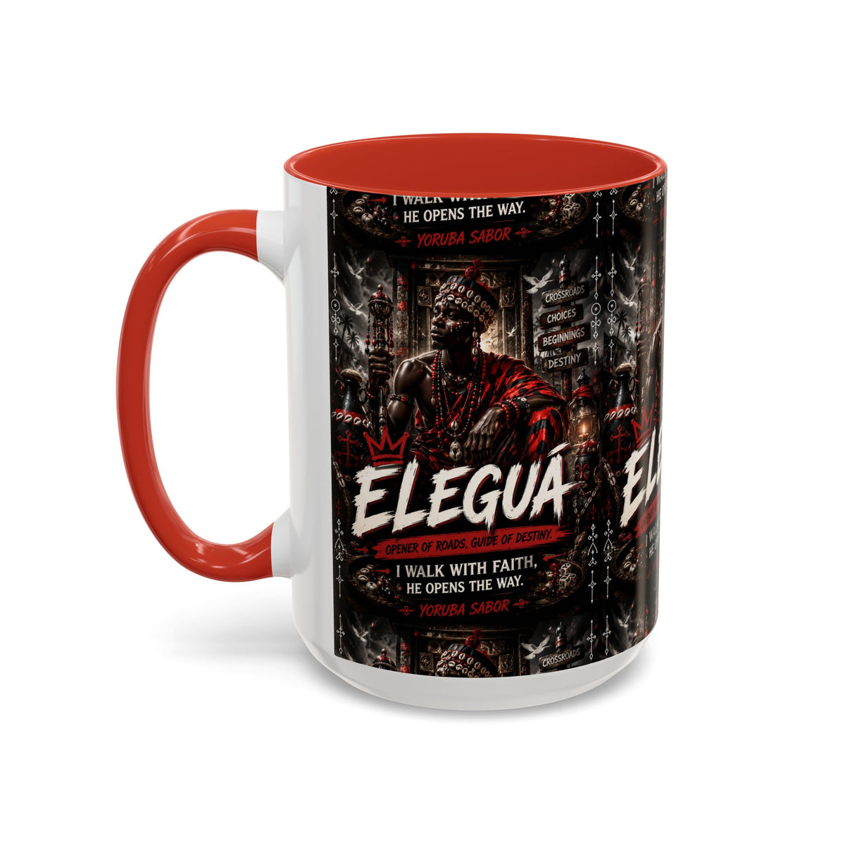 Eleguá Ceramic Coffee Mug – Yoruba Orisha Guardian & Crossroads Design (11/15oz)