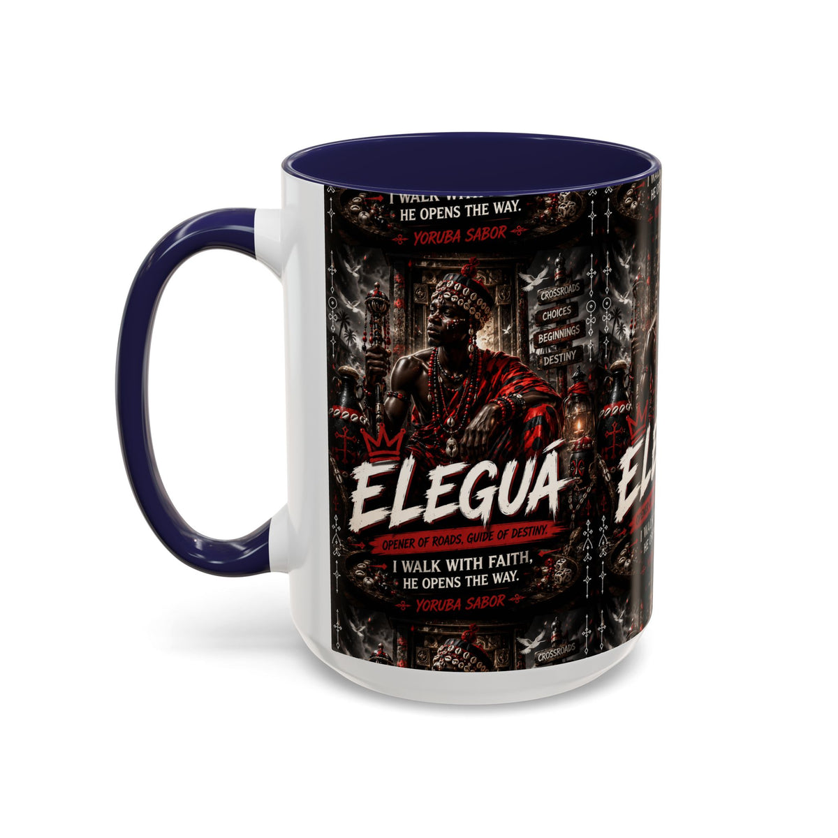 Eleguá Ceramic Coffee Mug – Yoruba Orisha Guardian & Crossroads Design (11/15oz)