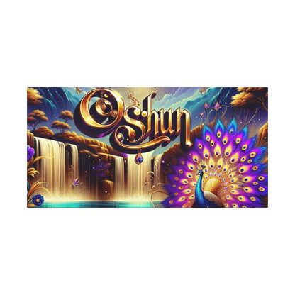 Oshun-Inspired Matte Canvas Wall Art - Vibrant Peacock and Waterfall Decor