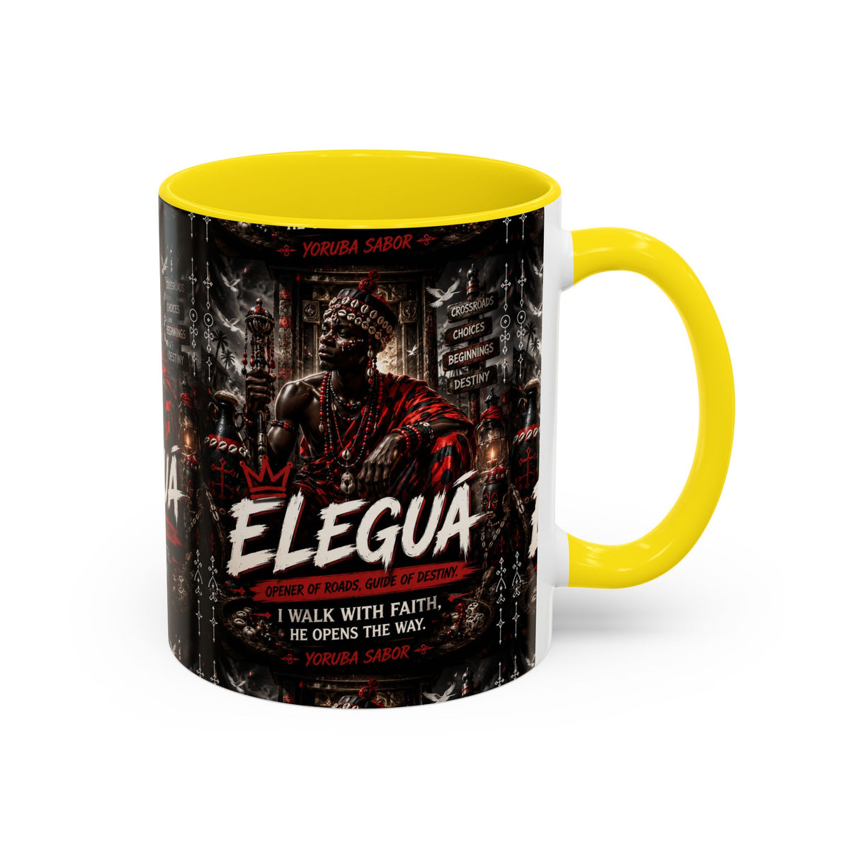 Eleguá Ceramic Coffee Mug – Yoruba Orisha Guardian & Crossroads Design (11/15oz)