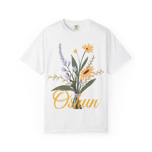 Oshun Floral T‑Shirt — Yellow & Lavender Botanical Graphic
