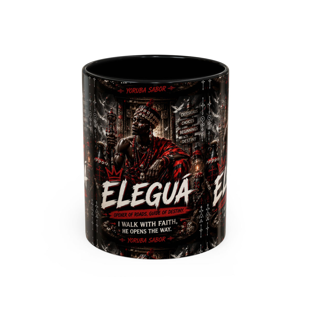 Eleguá Ceramic Coffee Mug – Yoruba Orisha Guardian & Crossroads Design (11/15oz)