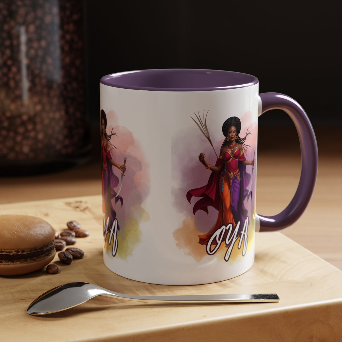 OYA Accent Coffee Mug with Color Handle | Yoruba-sabor LLC