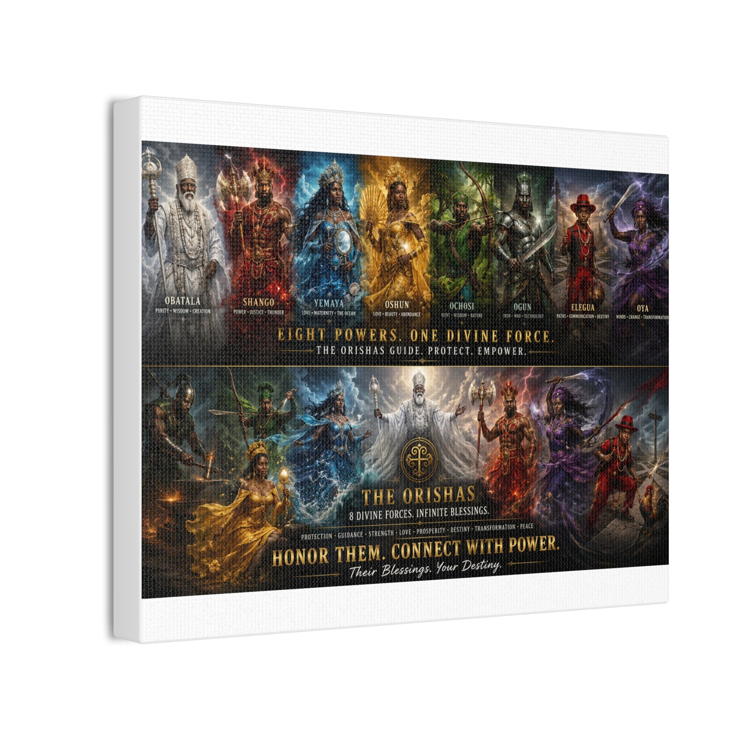 The Orishas Canvas Print — “Eight Powers, One Divine Force”' Stretched Wall Art Yoruba Sabor"