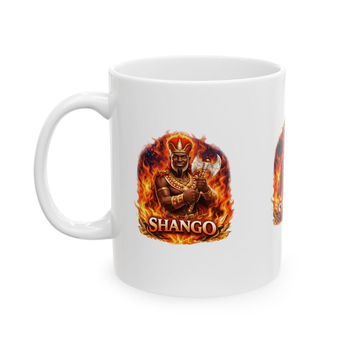 Shango Flame God Mug – Mythic Fire Deity Ceramic Coffee Cup (11oz & 15oz)