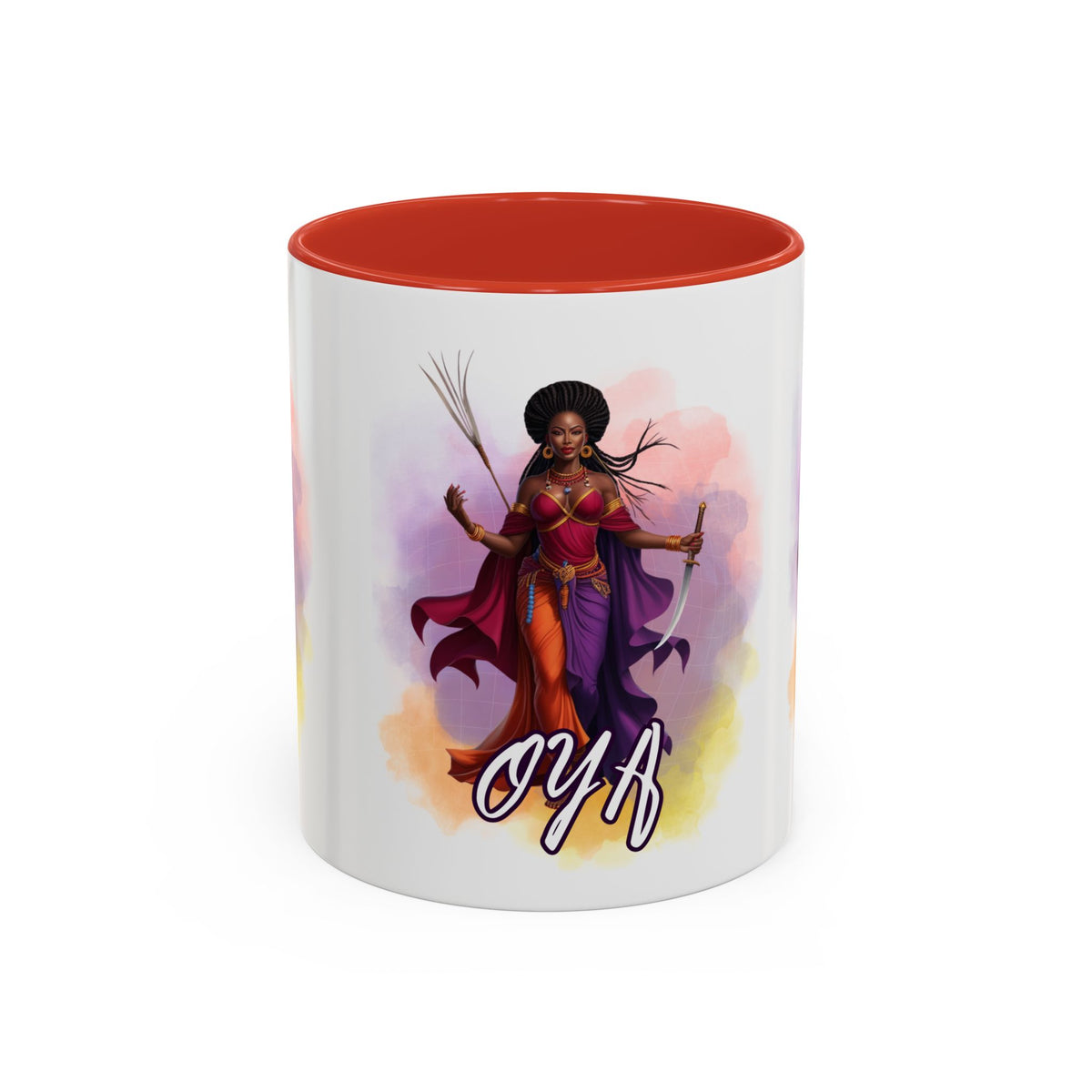 OYA Accent Coffee Mug with Color Handle | Yoruba-sabor LLC