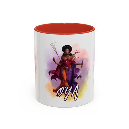 OYA Accent Coffee Mug with Color Handle | Yoruba-sabor LLC