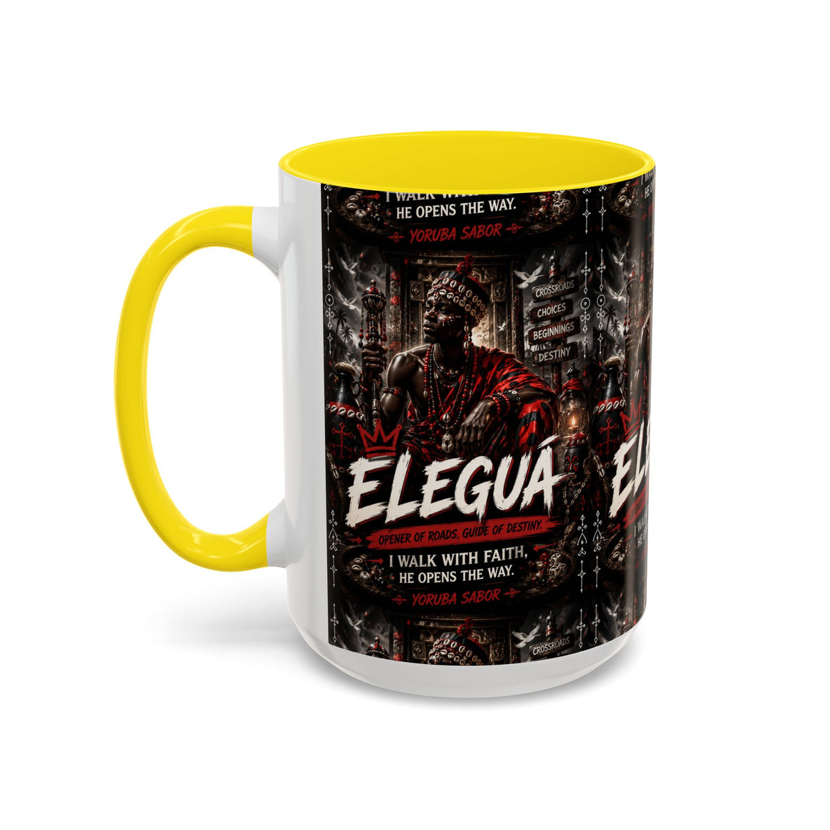 Eleguá Ceramic Coffee Mug – Yoruba Orisha Guardian & Crossroads Design (11/15oz)