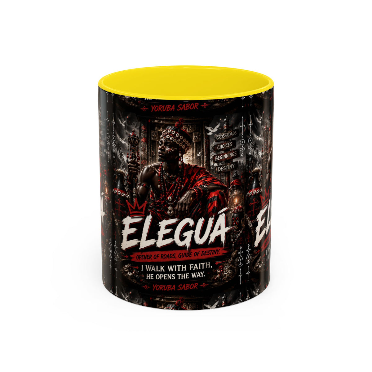 Eleguá Ceramic Coffee Mug – Yoruba Orisha Guardian & Crossroads Design (11/15oz)