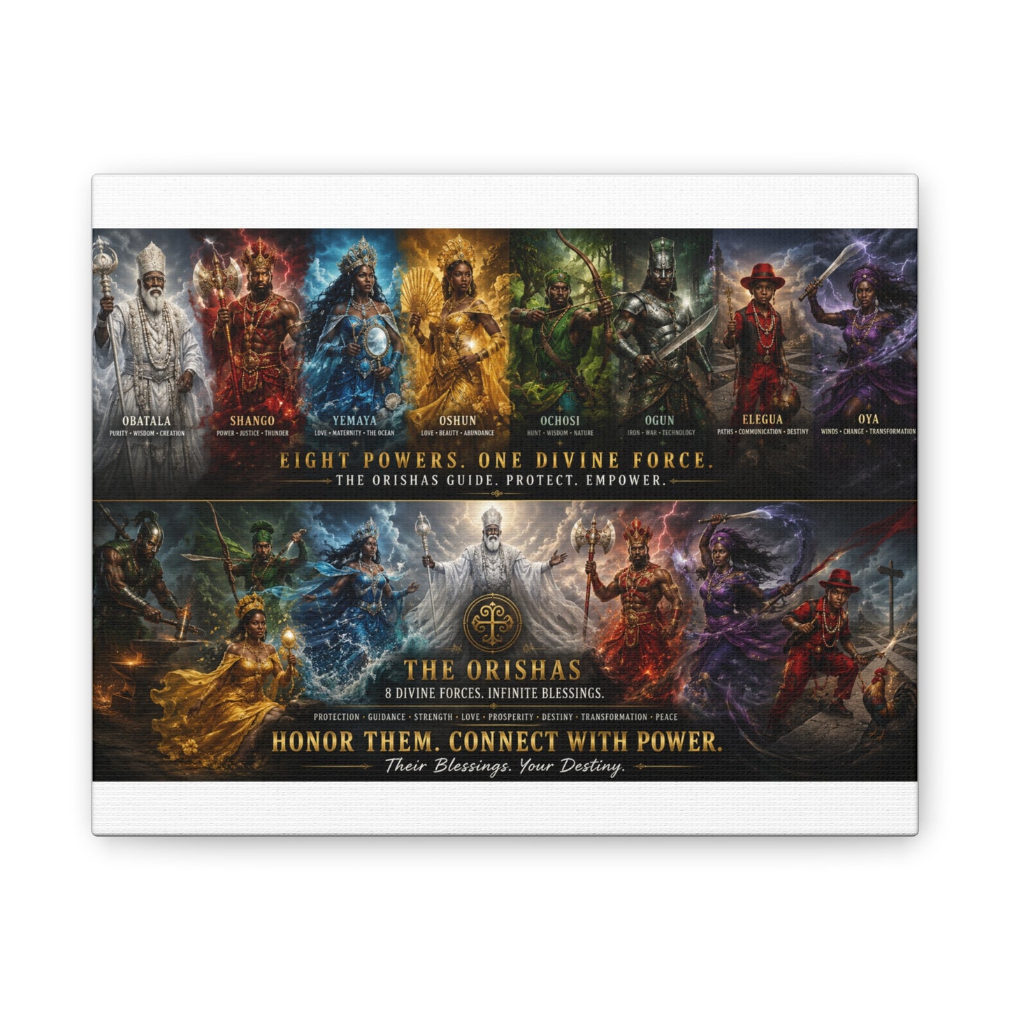 The Orishas Canvas Print — “Eight Powers, One Divine Force”' Stretched Wall Art Yoruba Sabor"