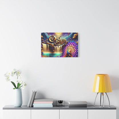 Oshun-Inspired Matte Canvas Wall Art - Vibrant Peacock and Waterfall Decor