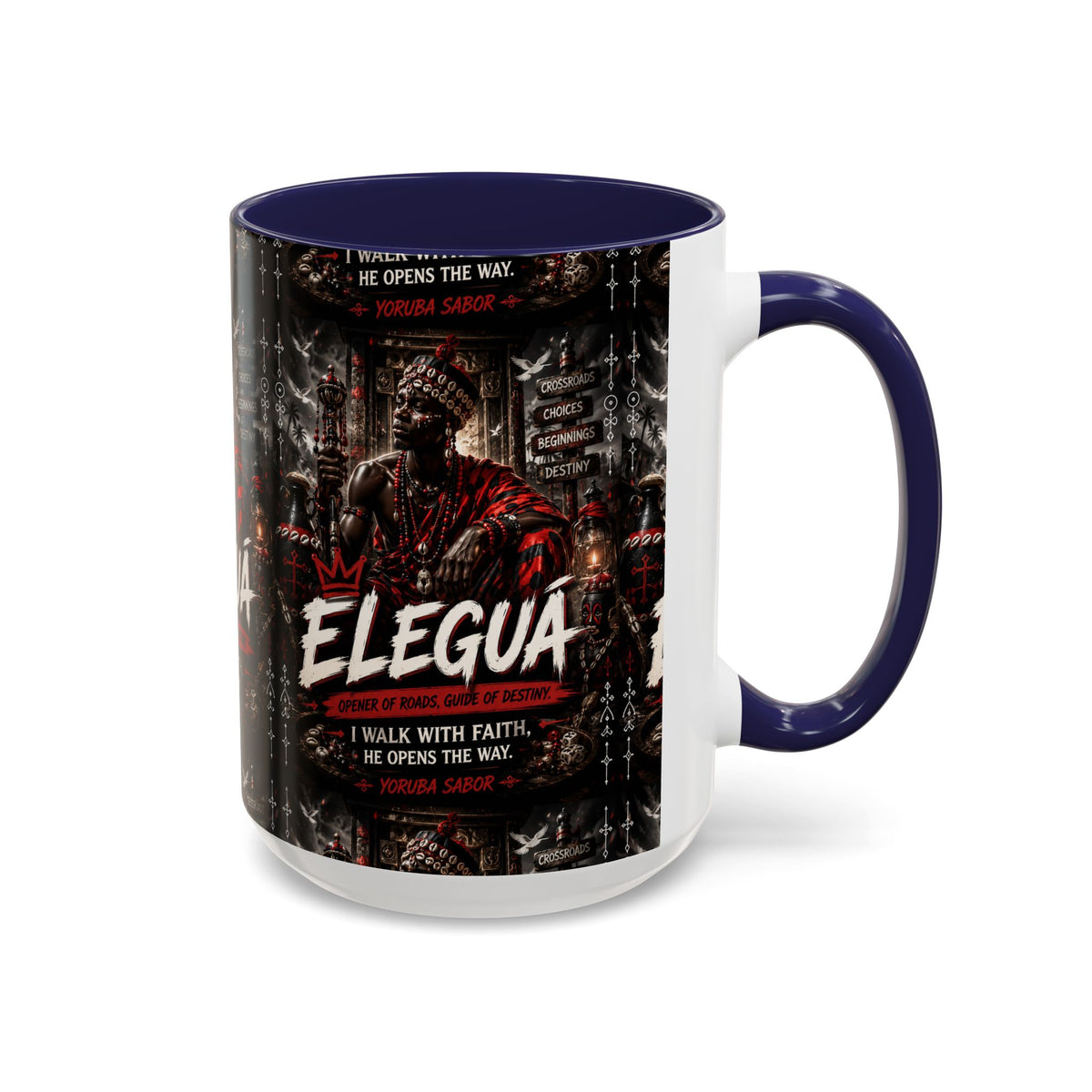 Eleguá Ceramic Coffee Mug – Yoruba Orisha Guardian & Crossroads Design (11/15oz)