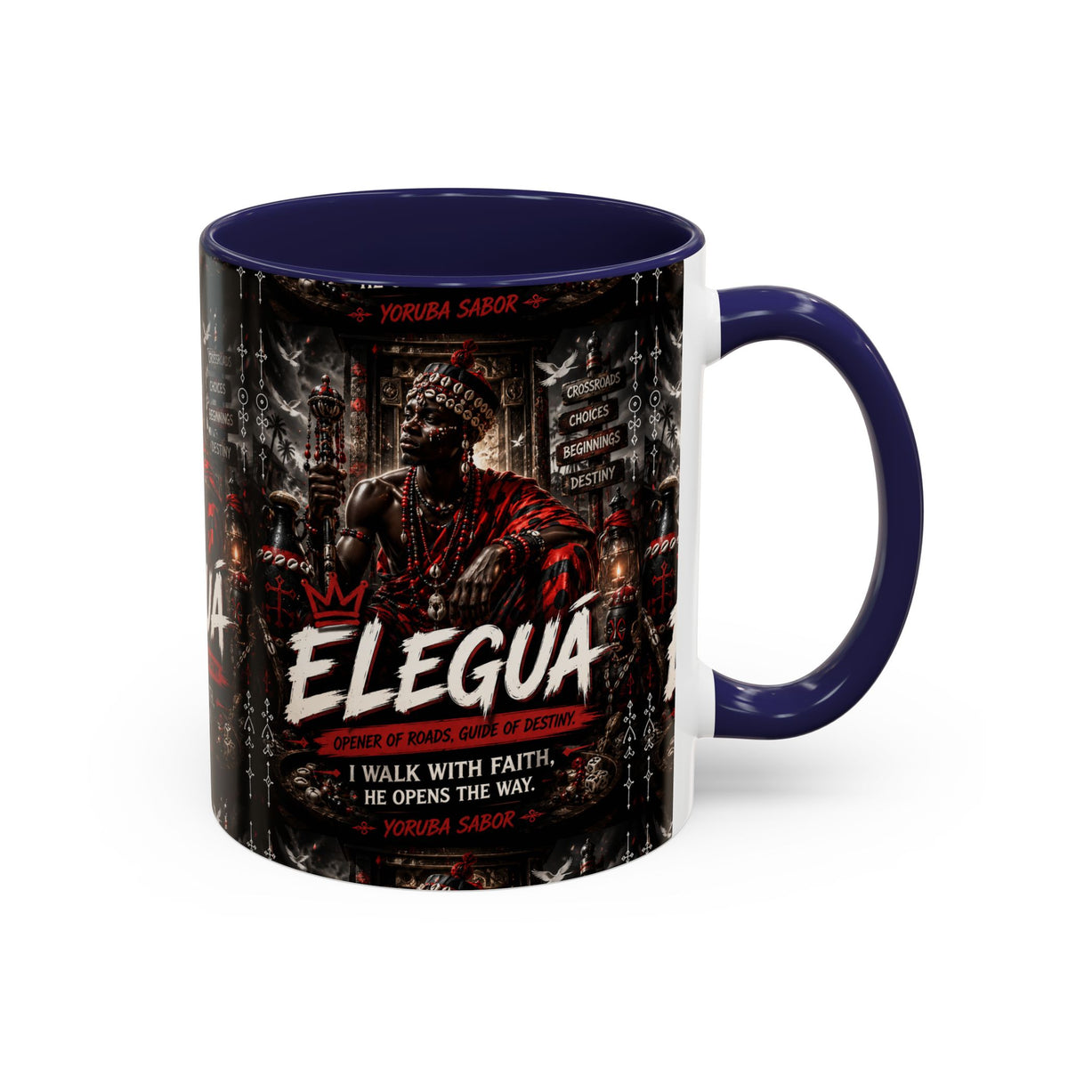 Eleguá Ceramic Coffee Mug – Yoruba Orisha Guardian & Crossroads Design (11/15oz)