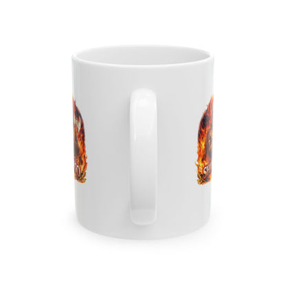 Shango Flame God Mug – Mythic Fire Deity Ceramic Coffee Cup (11oz & 15oz)