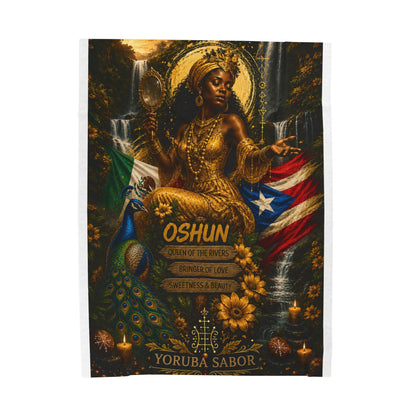 Oshun Velveteen Plush Blanket — Goddess of Rivers Afro-Caribbean Shrine Throw