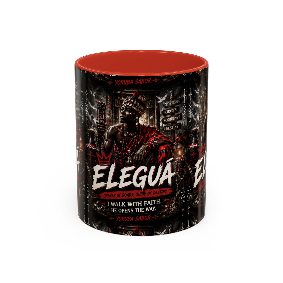 Eleguá Ceramic Coffee Mug – Yoruba Orisha Guardian & Crossroads Design (11/15oz)