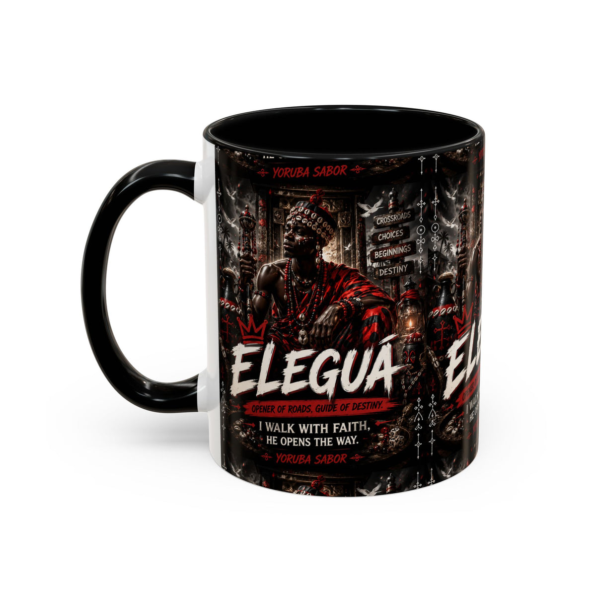Eleguá Ceramic Coffee Mug – Yoruba Orisha Guardian & Crossroads Design (11/15oz)