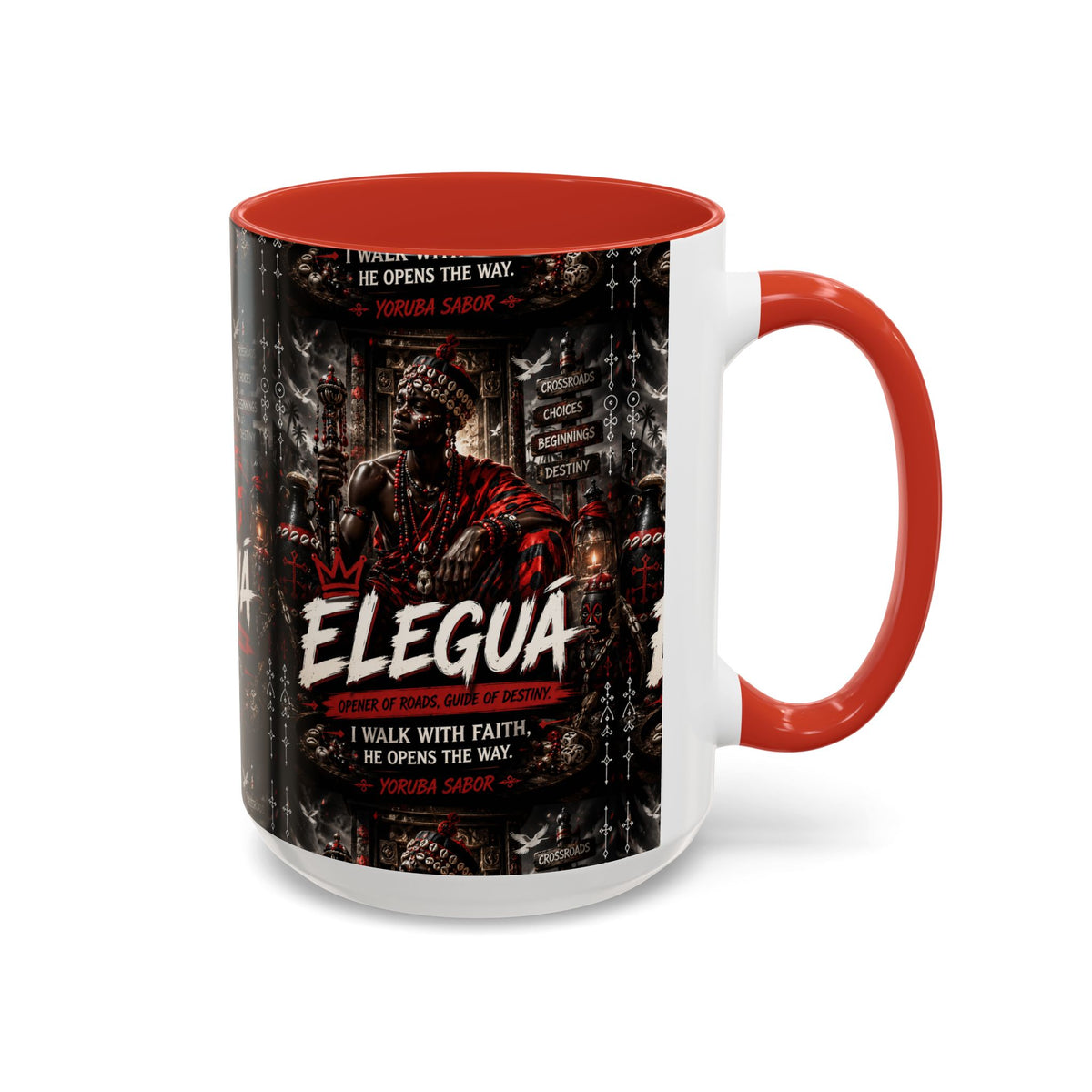 Eleguá Ceramic Coffee Mug – Yoruba Orisha Guardian & Crossroads Design (11/15oz)