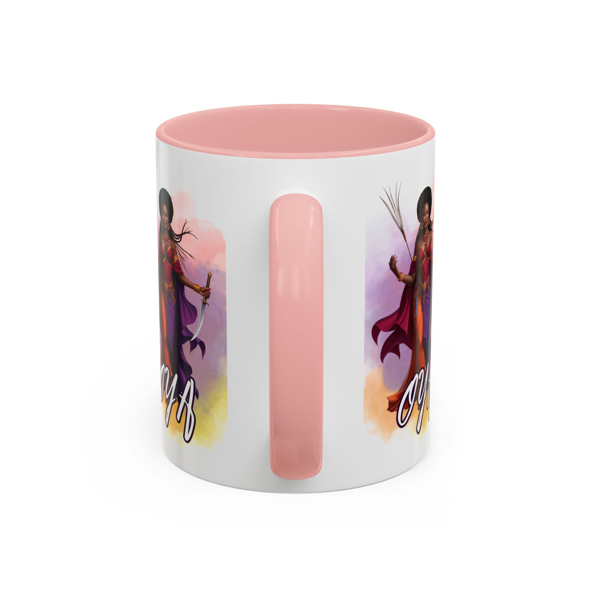 OYA Accent Coffee Mug with Color Handle | Yoruba-sabor LLC