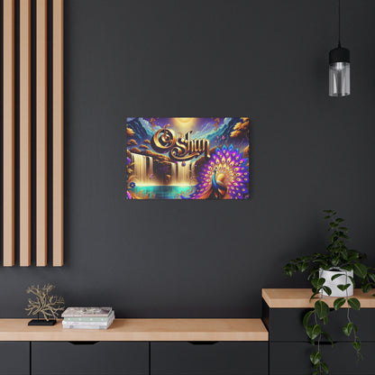 Oshun-Inspired Matte Canvas Wall Art - Vibrant Peacock and Waterfall Decor