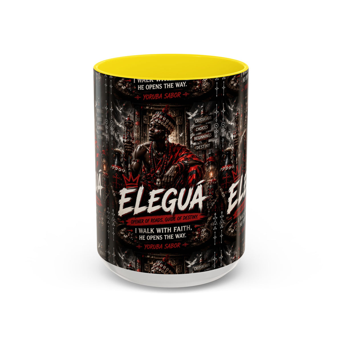 Eleguá Ceramic Coffee Mug – Yoruba Orisha Guardian & Crossroads Design (11/15oz)