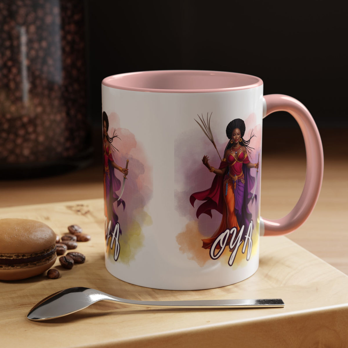 OYA Accent Coffee Mug with Color Handle | Yoruba-sabor LLC