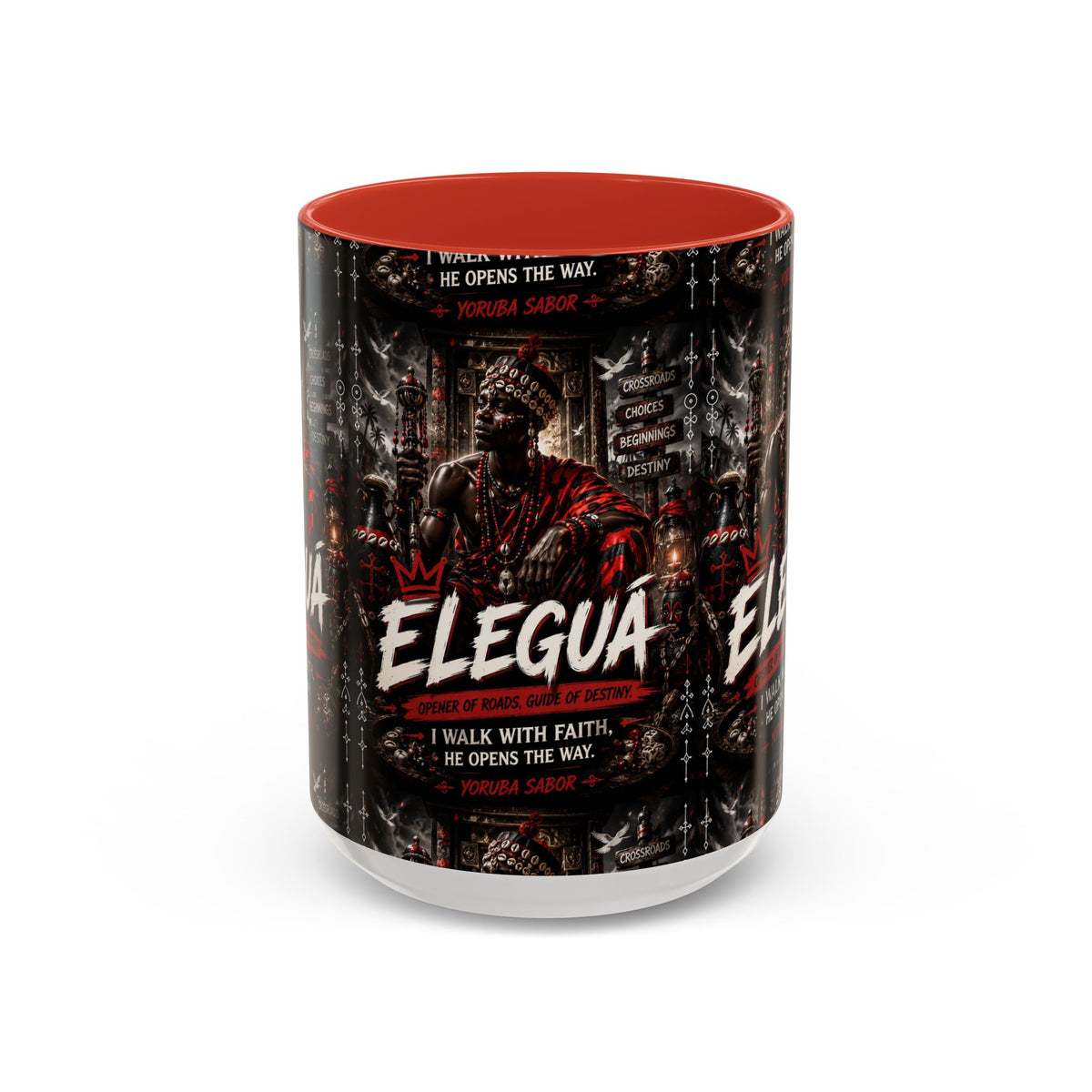 Eleguá Ceramic Coffee Mug – Yoruba Orisha Guardian & Crossroads Design (11/15oz)