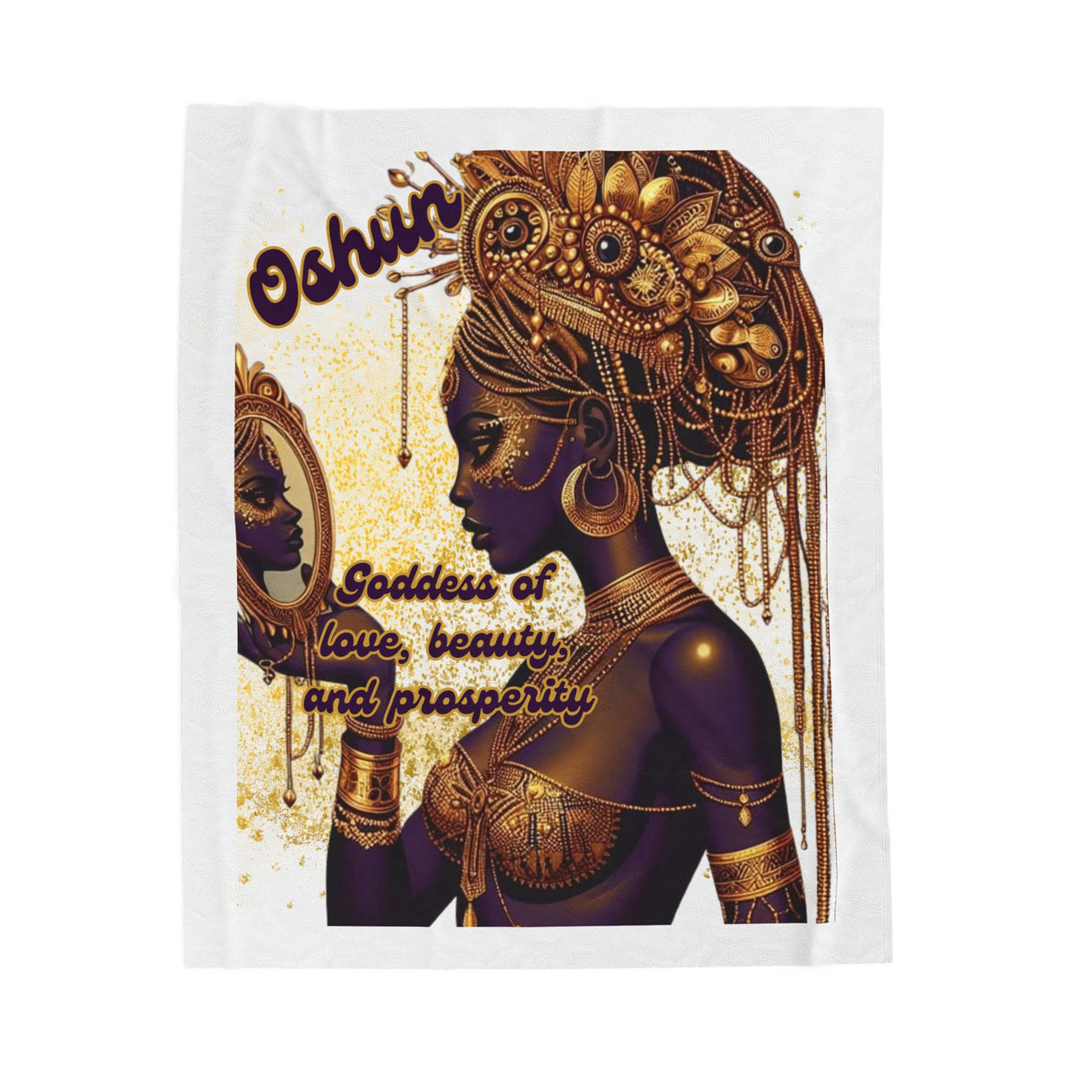 Oshun Goddess Velveteen Plush Blanket - Cozy Home Decor for Love & Beauty Lovers