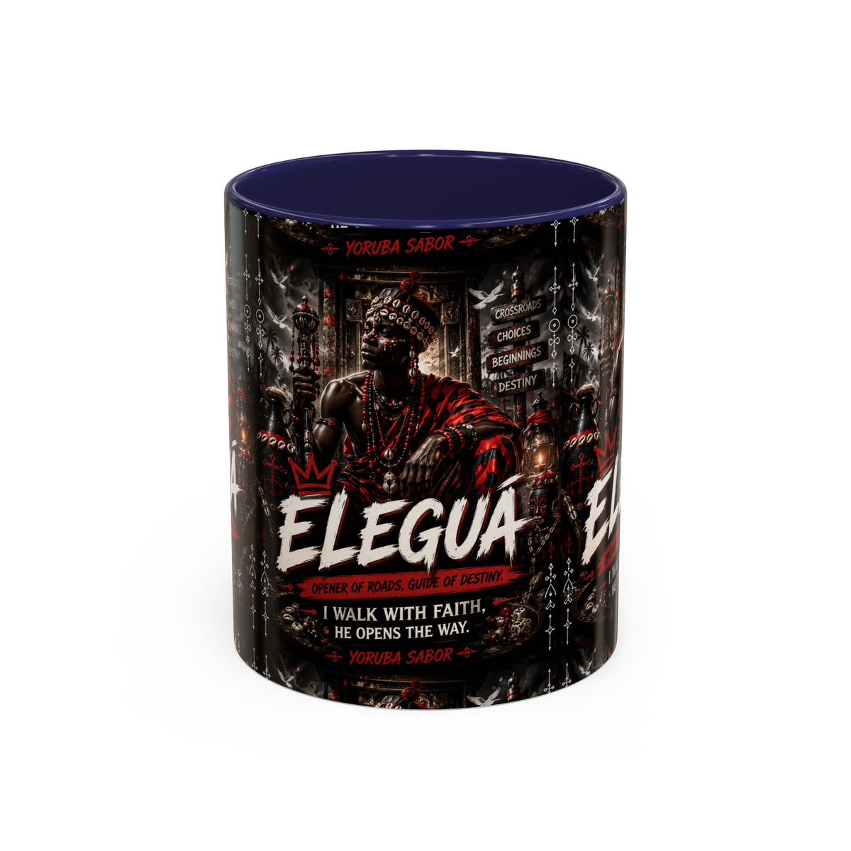 Eleguá Ceramic Coffee Mug – Yoruba Orisha Guardian & Crossroads Design (11/15oz)