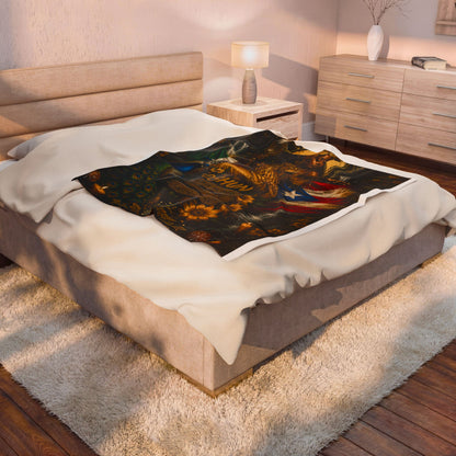 Oshun Velveteen Plush Blanket — Goddess of Rivers Afro-Caribbean Shrine Throw