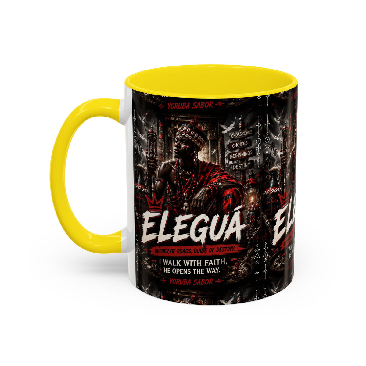 Eleguá Ceramic Coffee Mug – Yoruba Orisha Guardian & Crossroads Design (11/15oz)