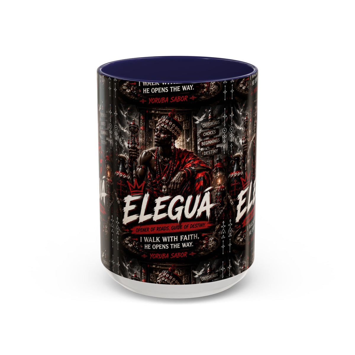 Eleguá Ceramic Coffee Mug – Yoruba Orisha Guardian & Crossroads Design (11/15oz)