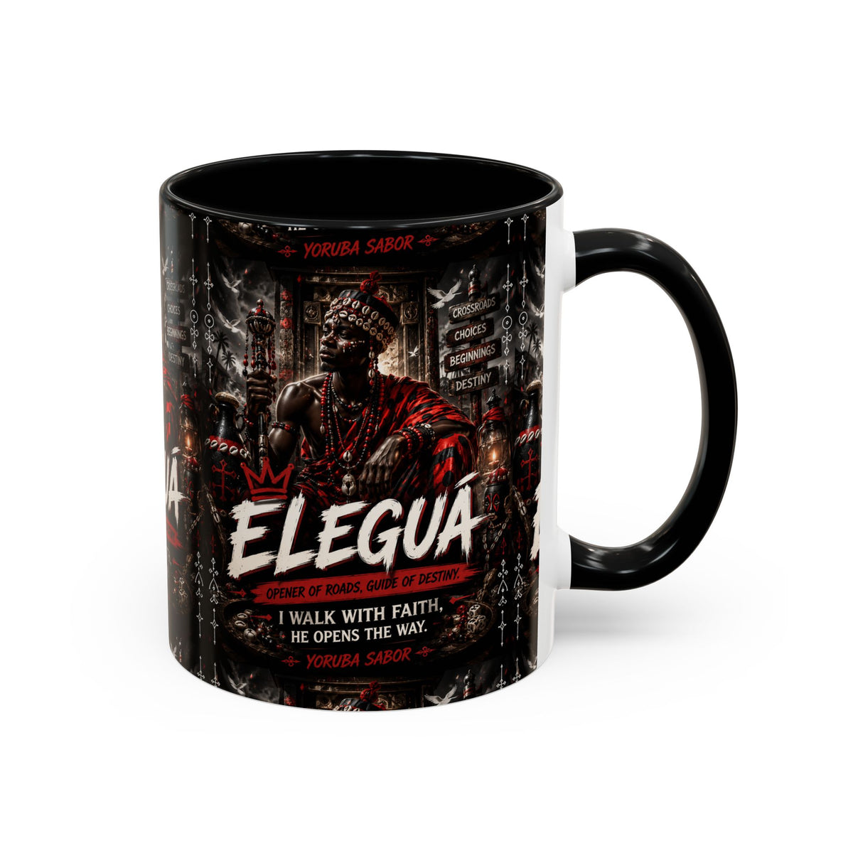 Eleguá Ceramic Coffee Mug – Yoruba Orisha Guardian & Crossroads Design (11/15oz)